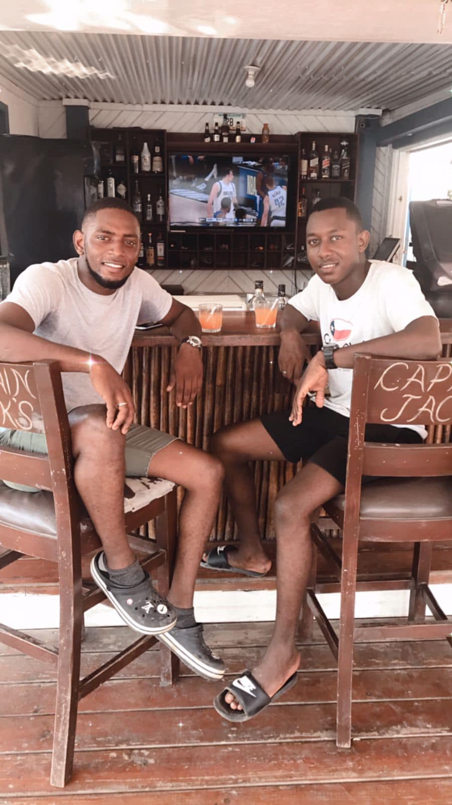 Drinks and the game at the bar